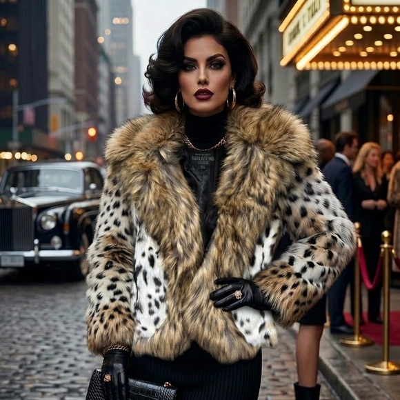 Fabulous Furs Jackets & Blazers - Donna Salyers Fabulous-Furs Faux Fur Animal Print Jacket - Size Medium